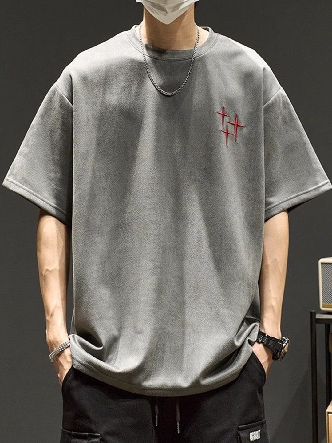 

StyleCast Men Drop-Shoulder Sleeves T-shirt, Grey