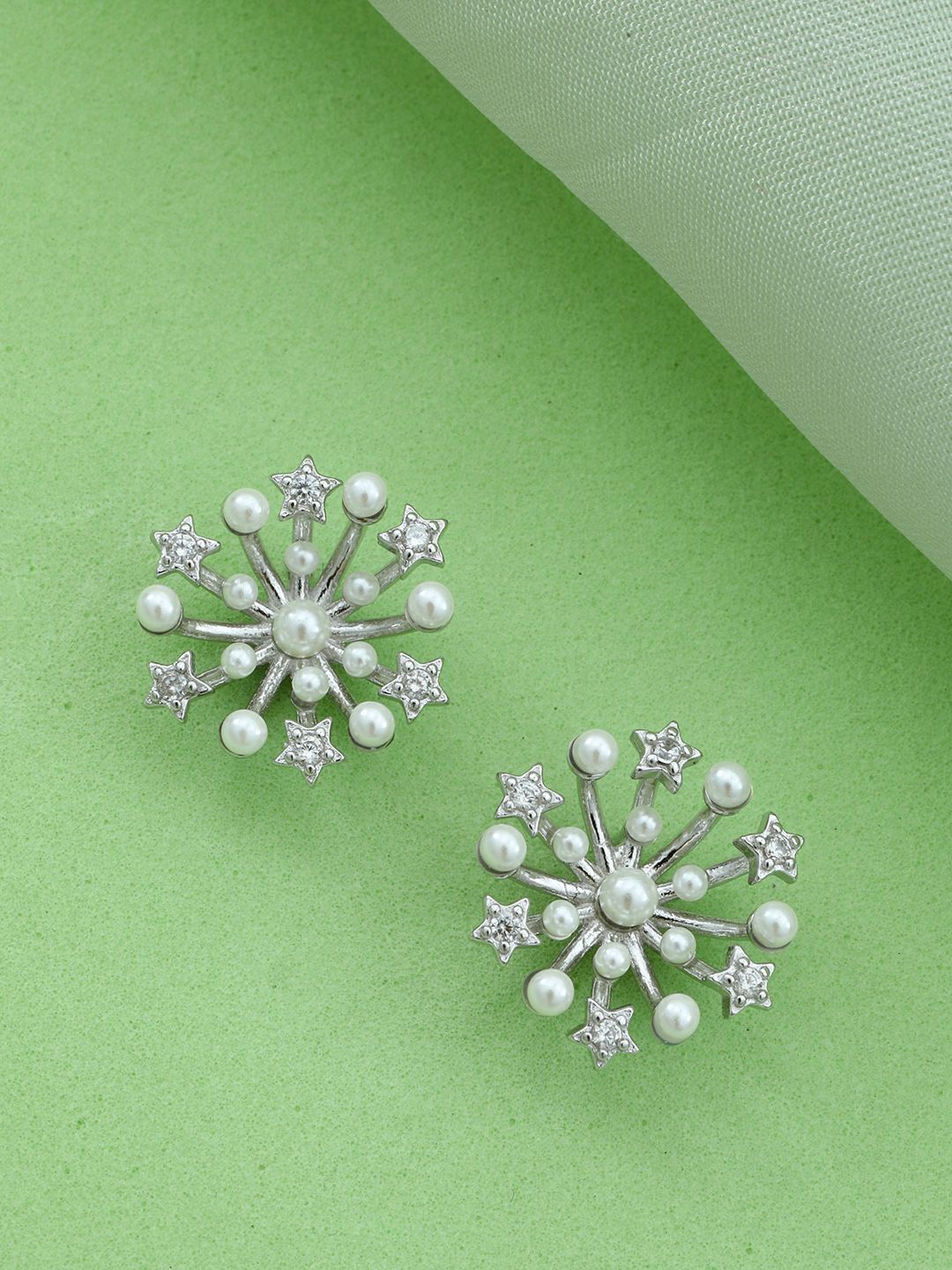 

MAIRA 925 Sterling Silver Rhodium-Plated Cubic Zirconia-Studded Classic Studs