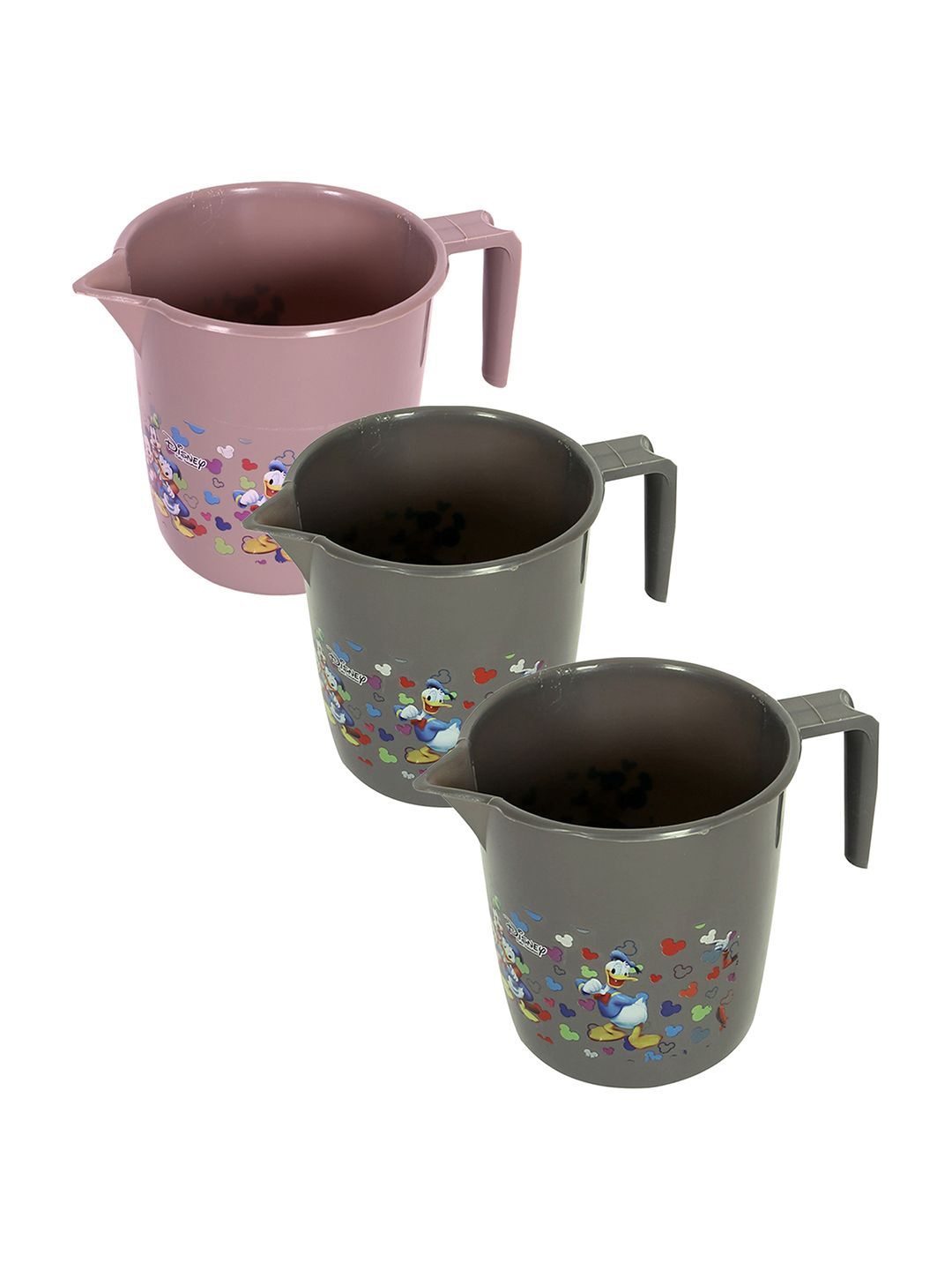 

Kuber Industries Grey & Brown 3 Pieces Floral Printed Bath Mugs 1L Each