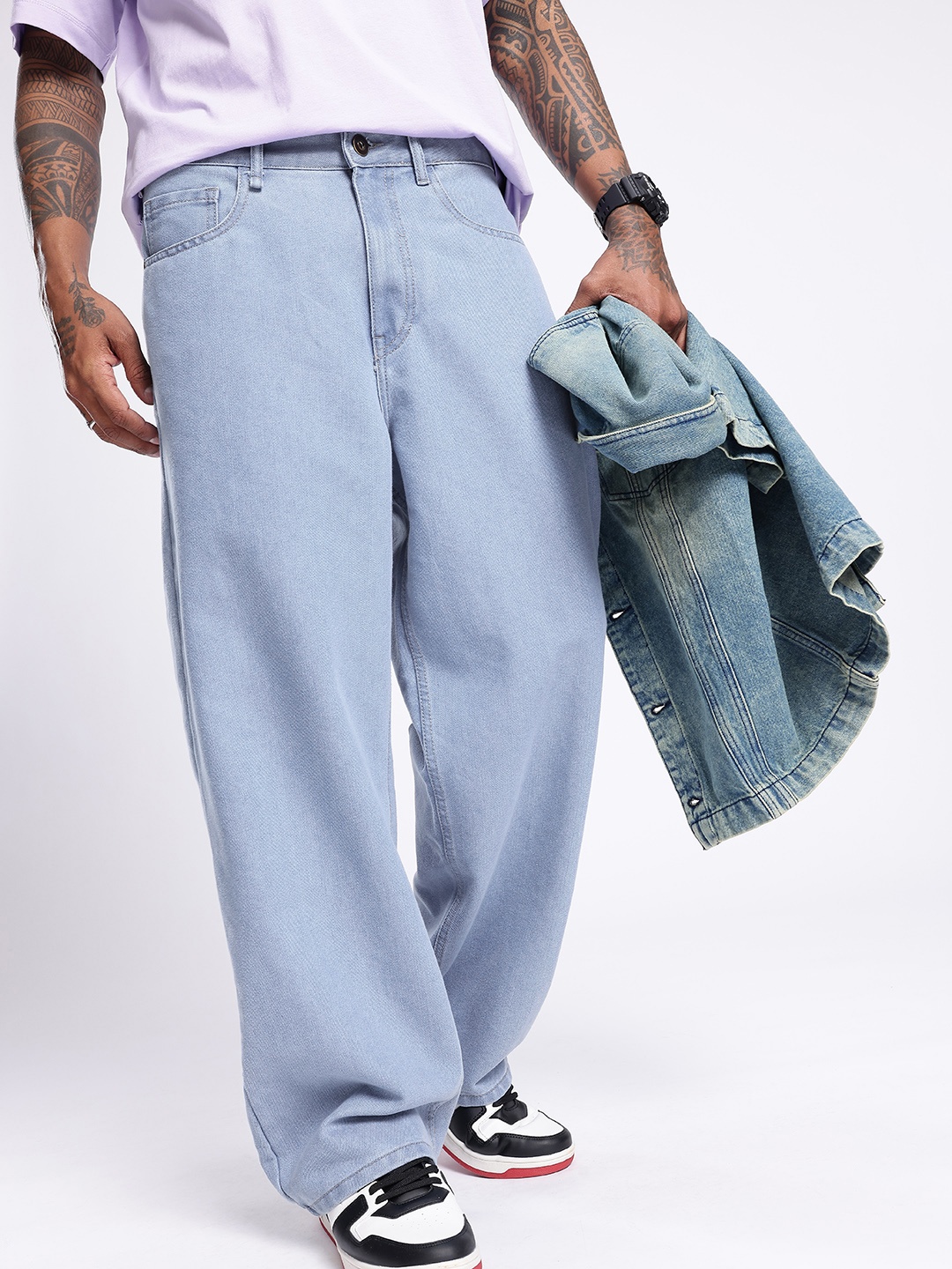 

glitchez Men Urban Edge Baggy Loose Fit Jeans, Blue