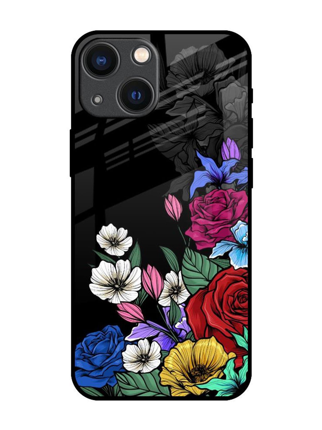 

QRIOH Floral Printed iPhone 14 Plus Back Case Mobile Accessories, Black