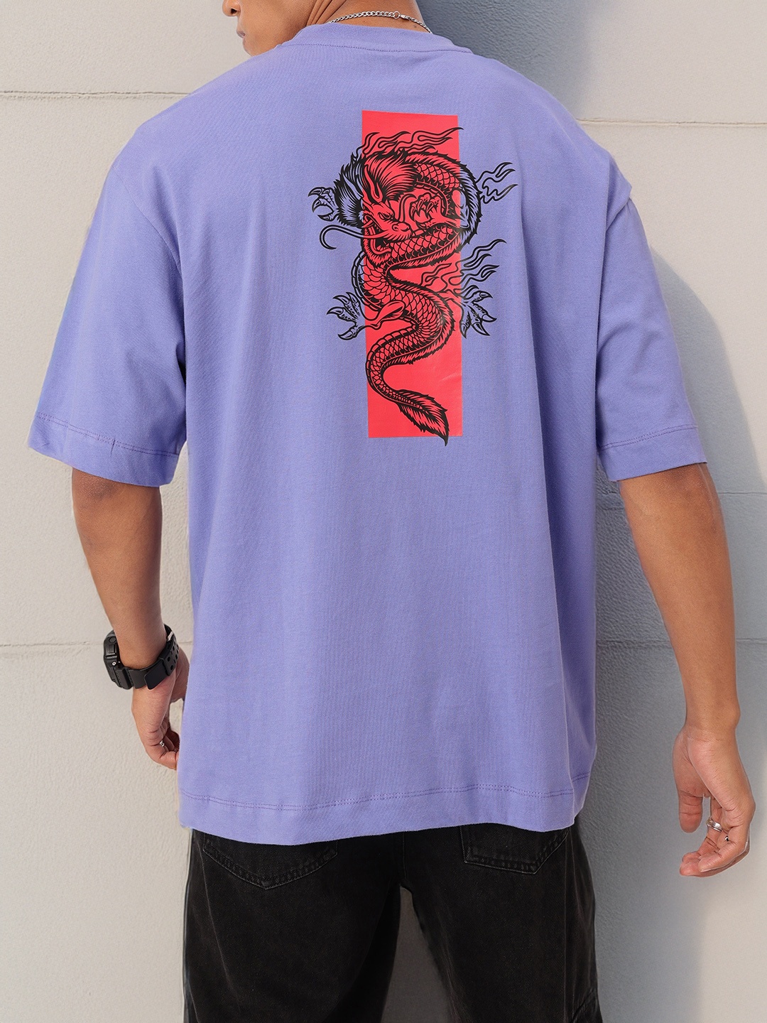 

Kook N Keech Urban Edge Printed Oversized T-shirt, Lavender