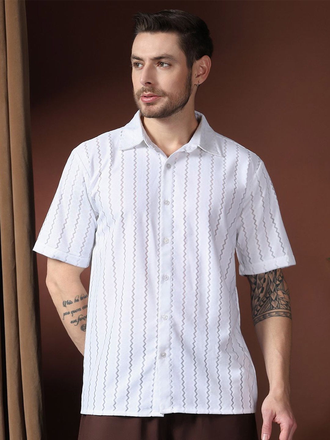 

Kotty Men Classic Opaque Casual Shirt, White