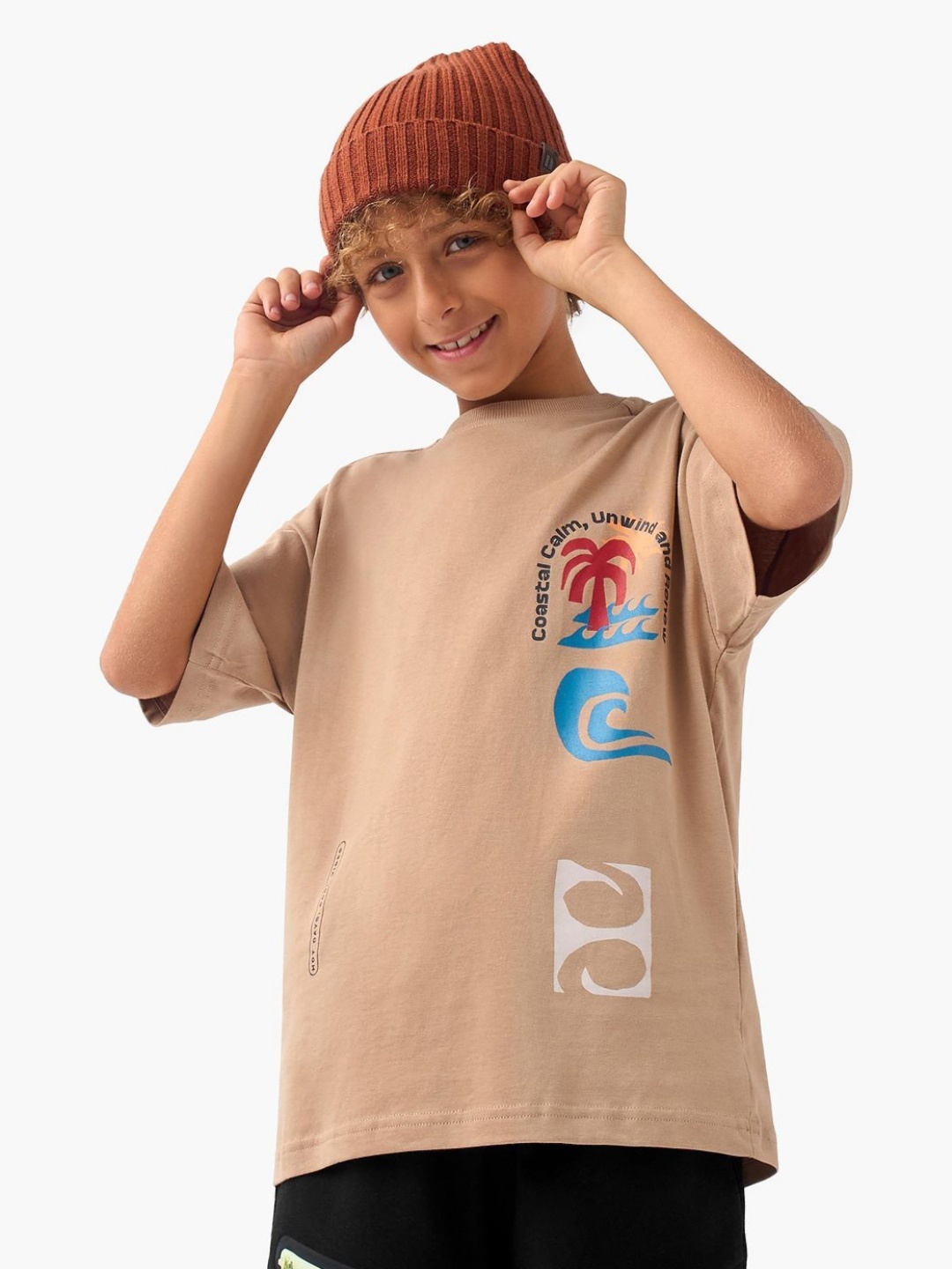 

Juniors by Babyshop Boys Typography Printed T-shirt, Beige