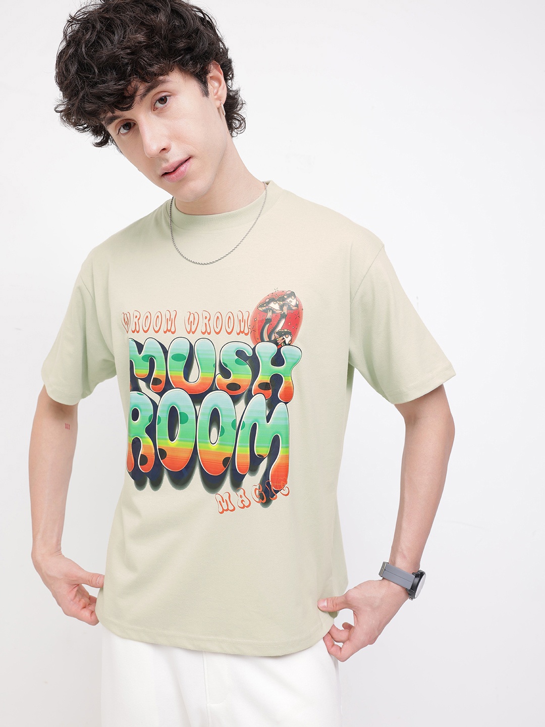 

KooK N Keech Aloe Wash Va-Va-Voom Typography Relaxed Fit T-shirt, Green