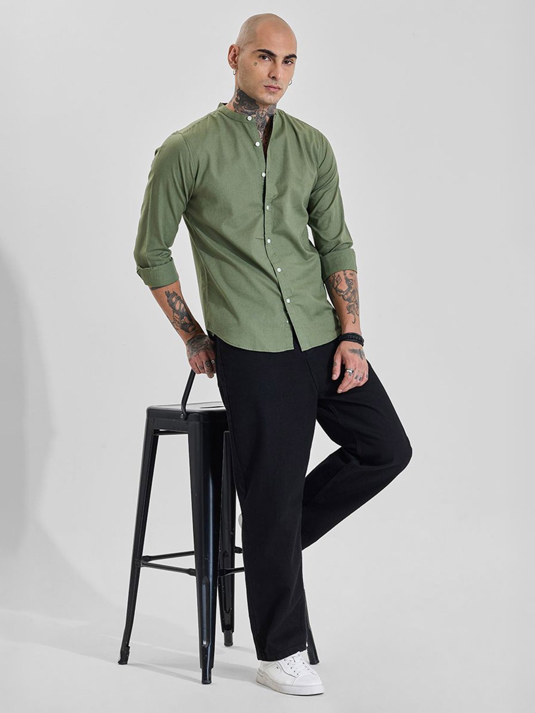 

Snitch Men Slim Fit Opaque Formal Shirt, Green