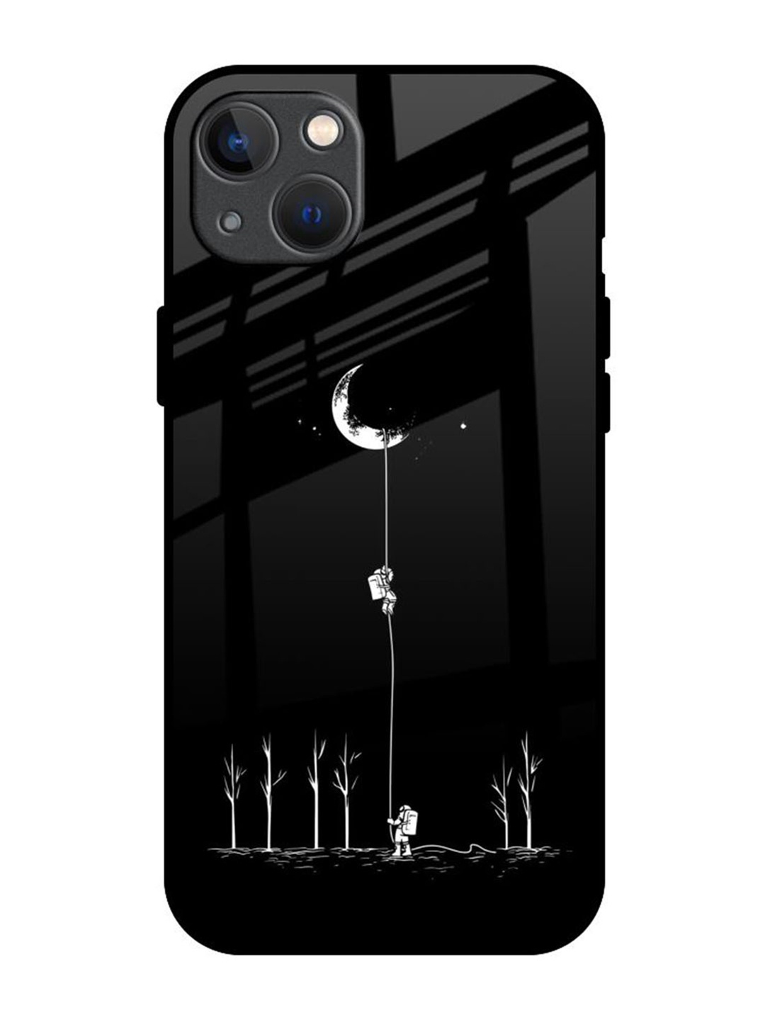 

QRIOH Quirky Printed iPhone 13 Mini Back Case Mobile Accessories, Black