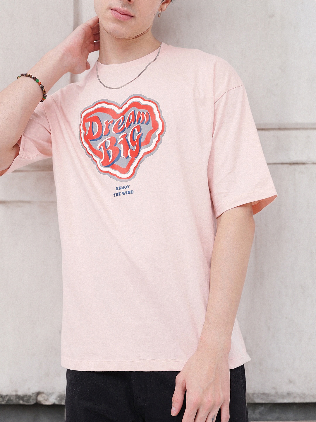 

Kook N Keech Aim High, Reach Far Printed Oversized T-shirt, Peach