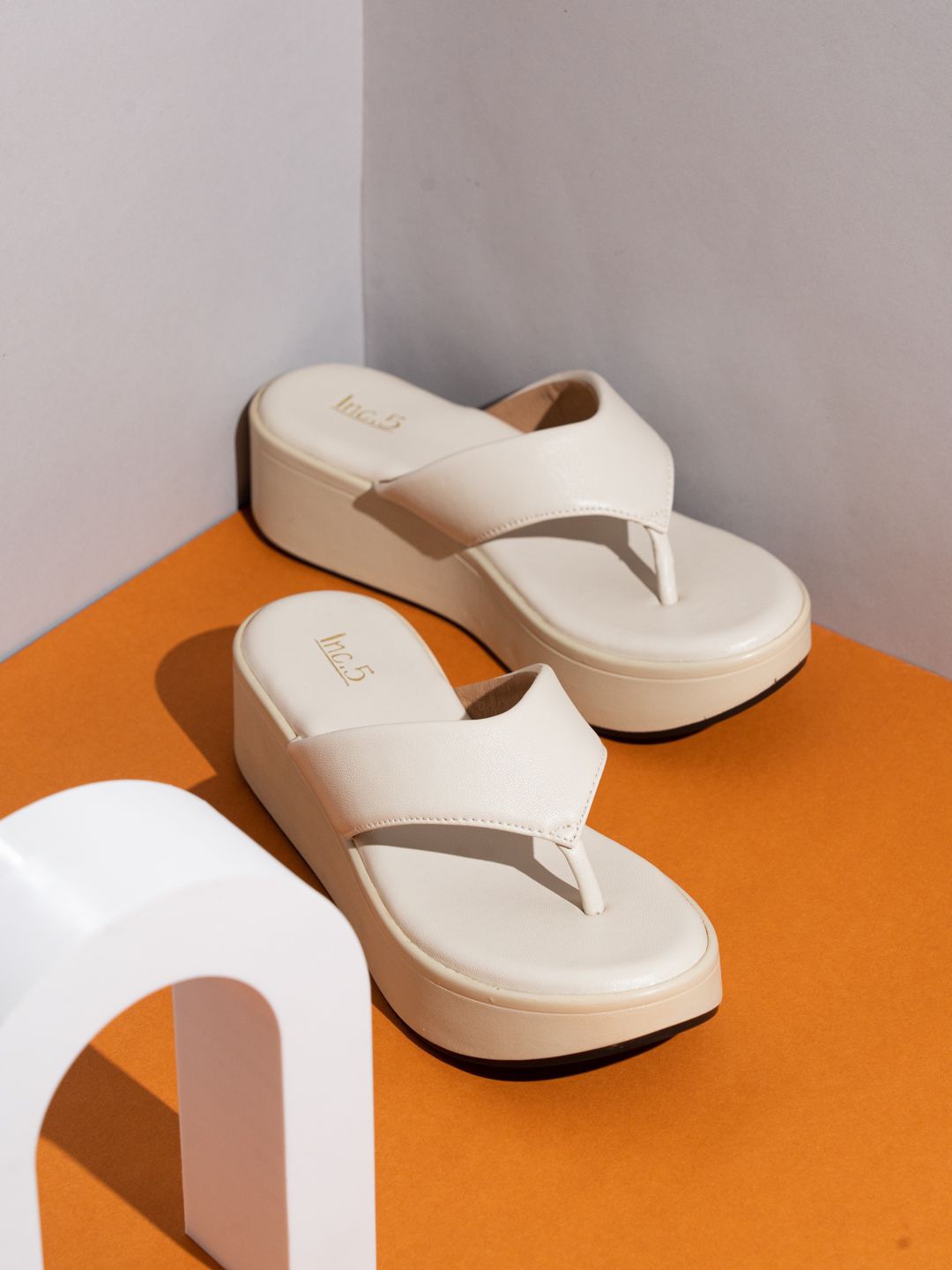

Inc 5 Flatform Sandals, Cream