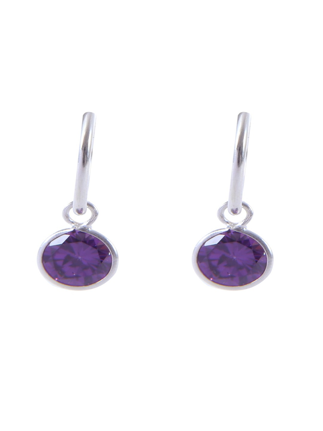 

Abhooshan 92.5 Sterling Silver Silver-Plated Cubic Zirconia-Studded Circular Hoop Earrings, Purple