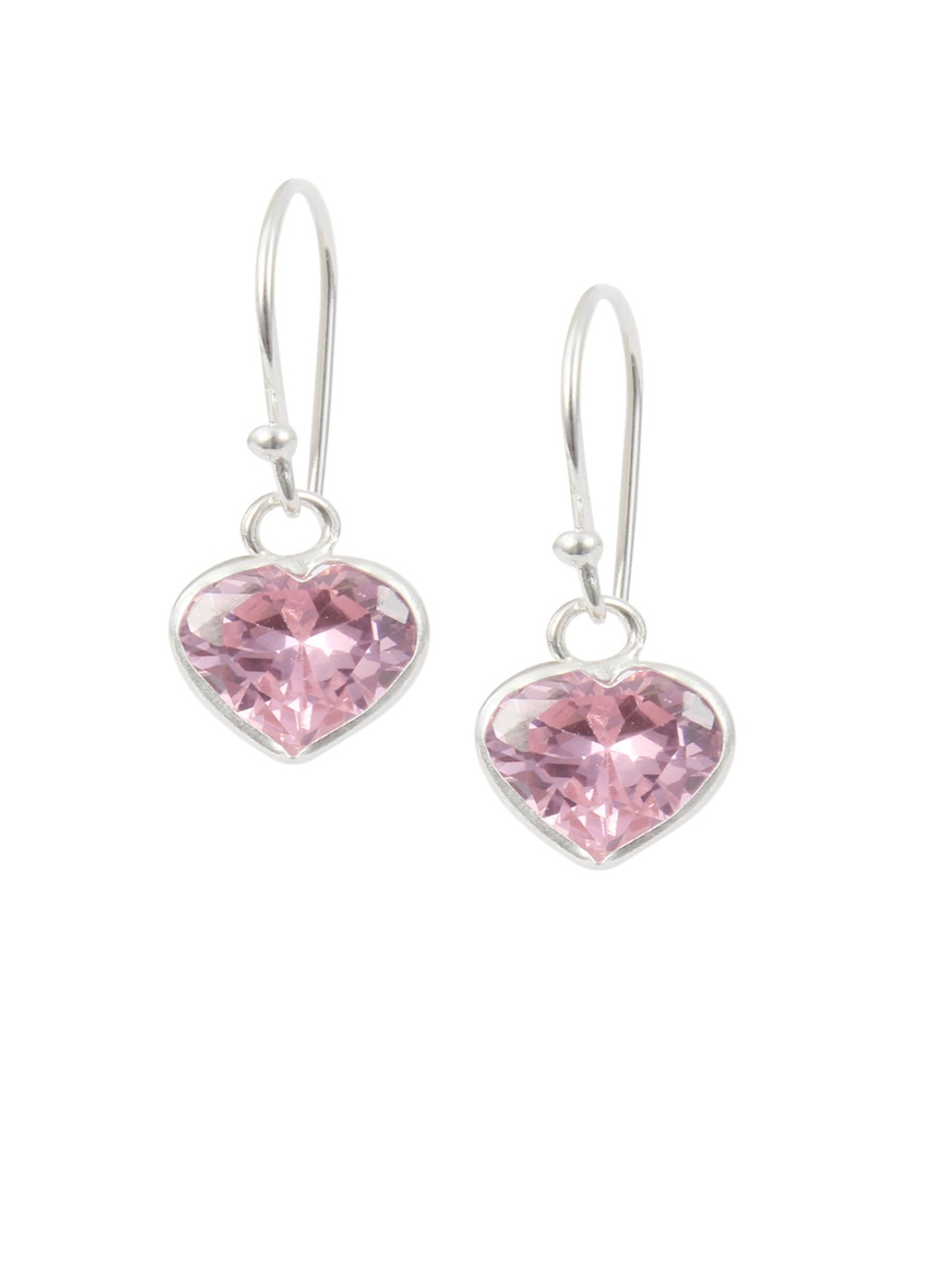 

Abhooshan 92.5 Sterling Silver -Plated Cubic Zirconia Heart Shaped Hoop Earrings, Pink