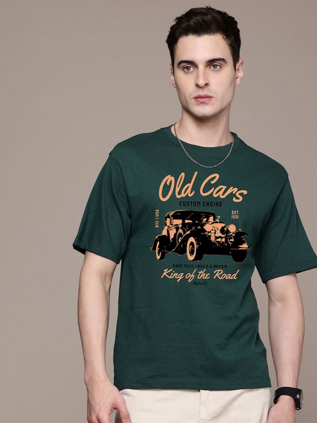 

Moda Rapido Men Printed T-shirt, Green