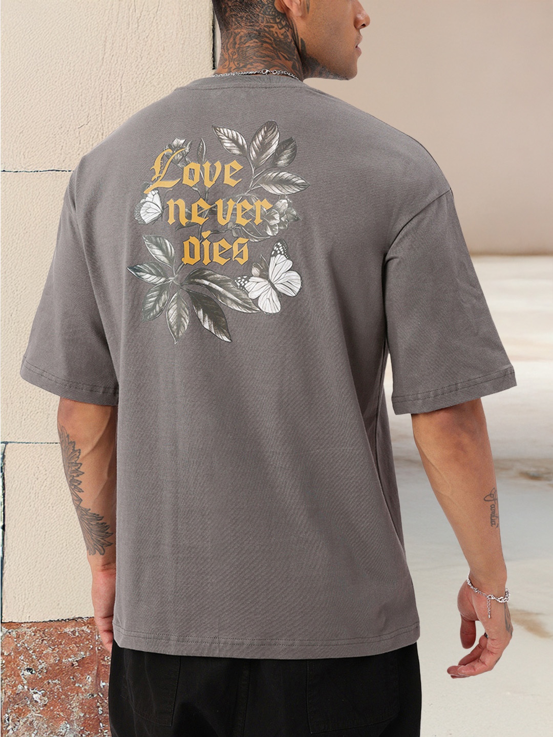 

Kook N Keech Grunge Everlasting Love Printed Oversized T-shirt, Grey