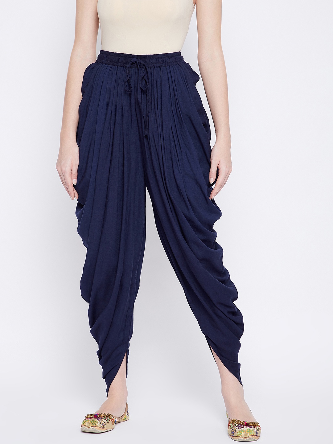 

Castle Lifestyle Women Solid Dhoti Pants, Navy blue