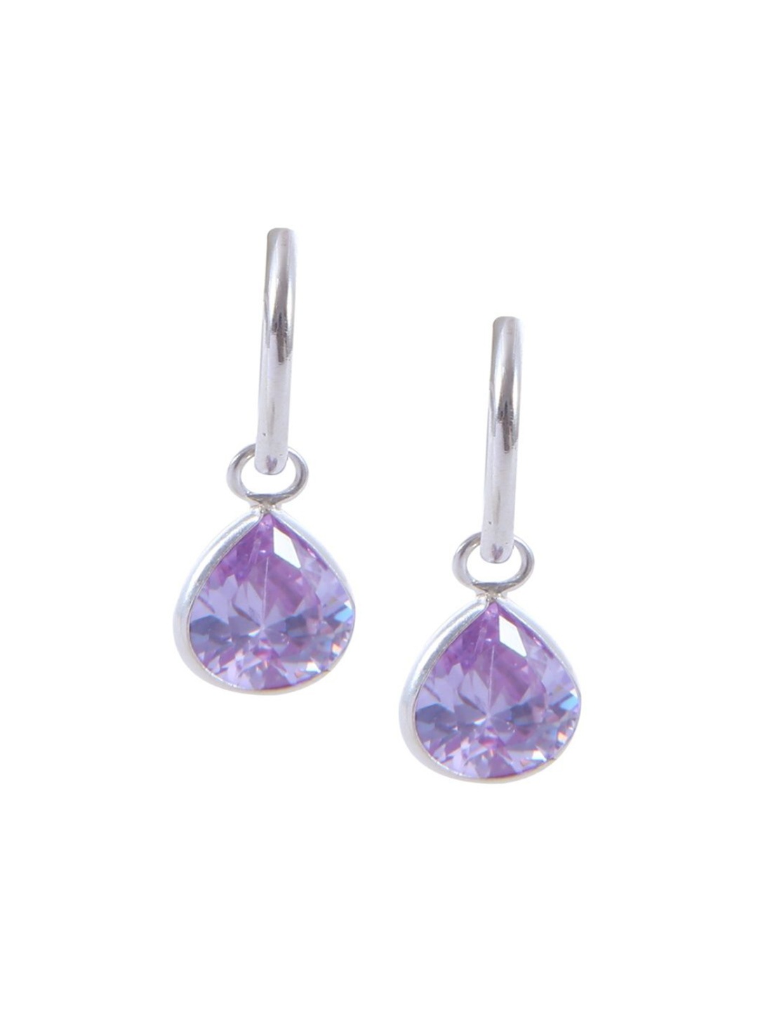 

Abhooshan 92.5 Sterling Silver Plated Teardrop Shaped Hoop Earrings, Purple