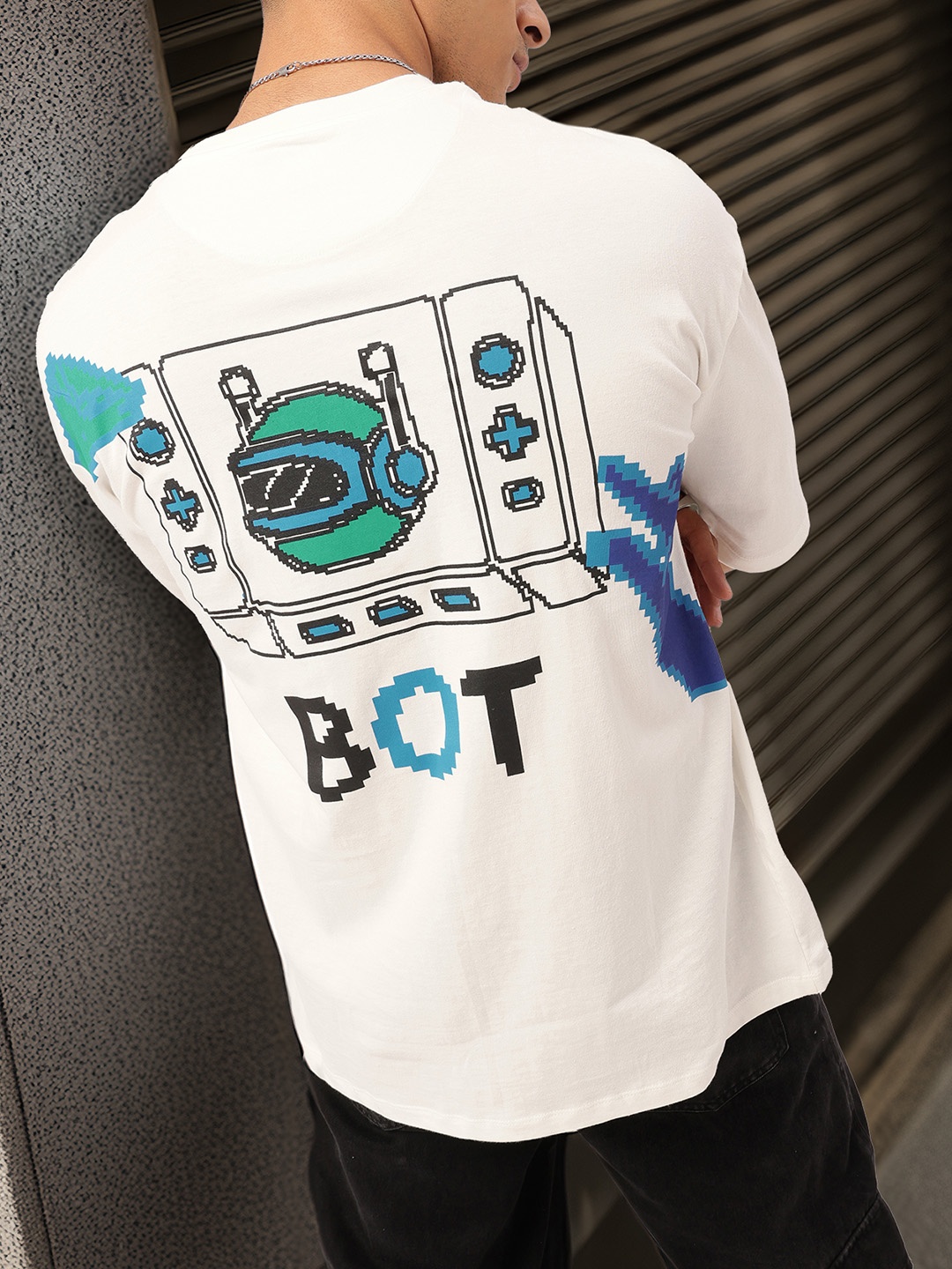

Kook N Keech Vacanza Automate Everything Printed Oversized T-shirt, White