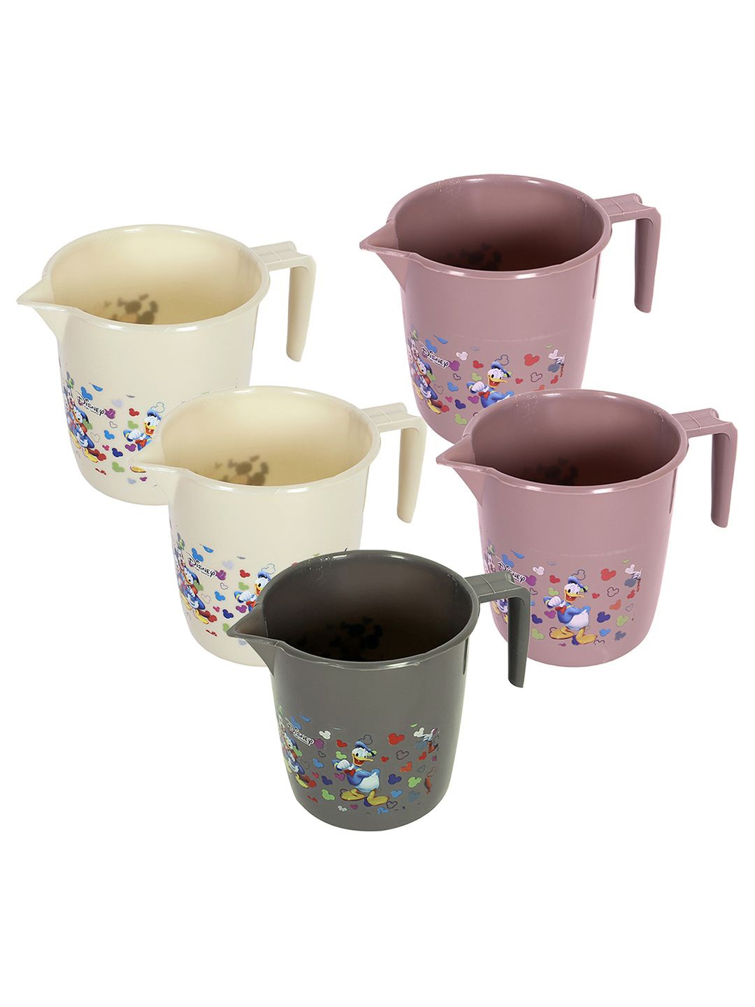 

Kuber Industries White & Black 5 Pieces Floral Printed Bath Mugs 1L Each