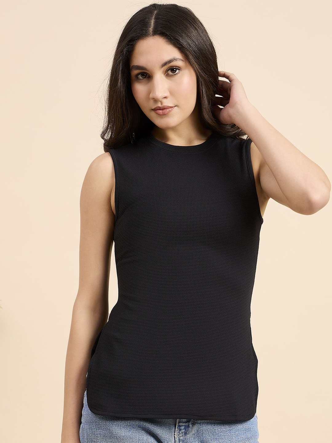 

Mast & Harbour Cotton Tank Crop Top, Black