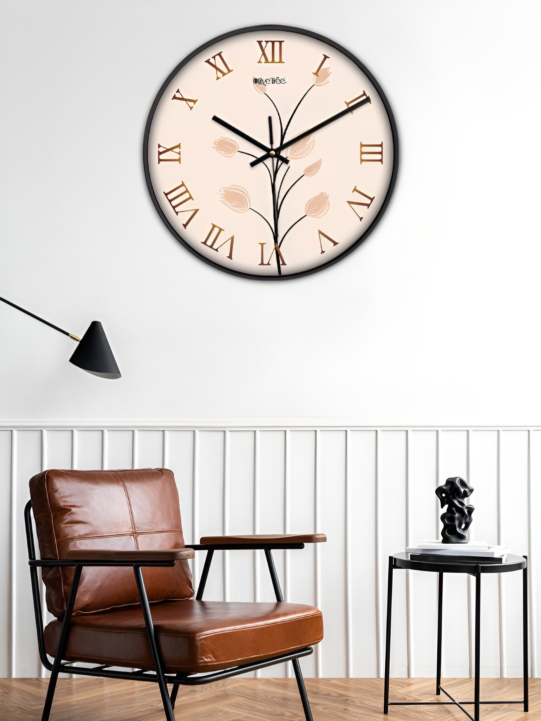 

OLIVE TREE Black & Brown Traditional Wall Clock