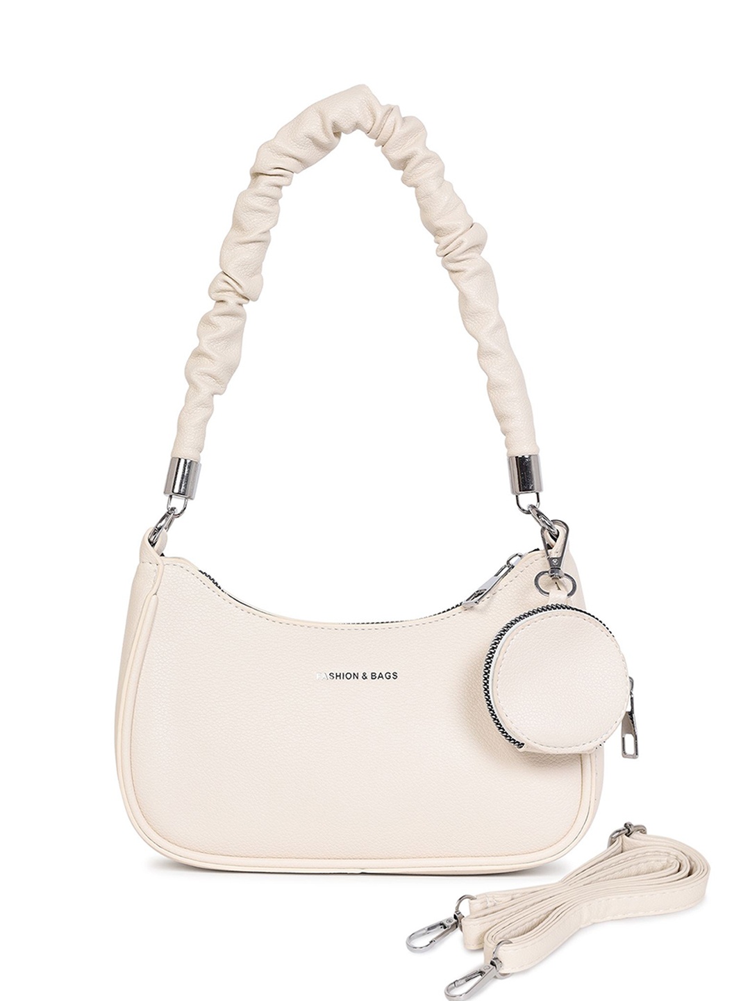 

Pramadda Pure Luxury PU Half Moon Shoulder Bag, White