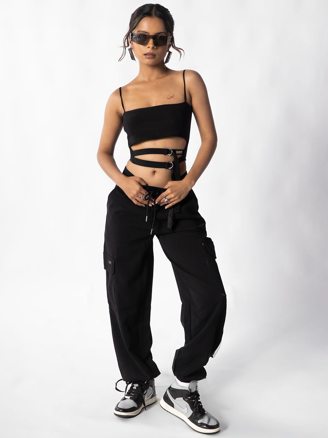 

The Forbidden Fruit Women Relaxed Straight Leg Loose Fit Joggers Trousers, Black
