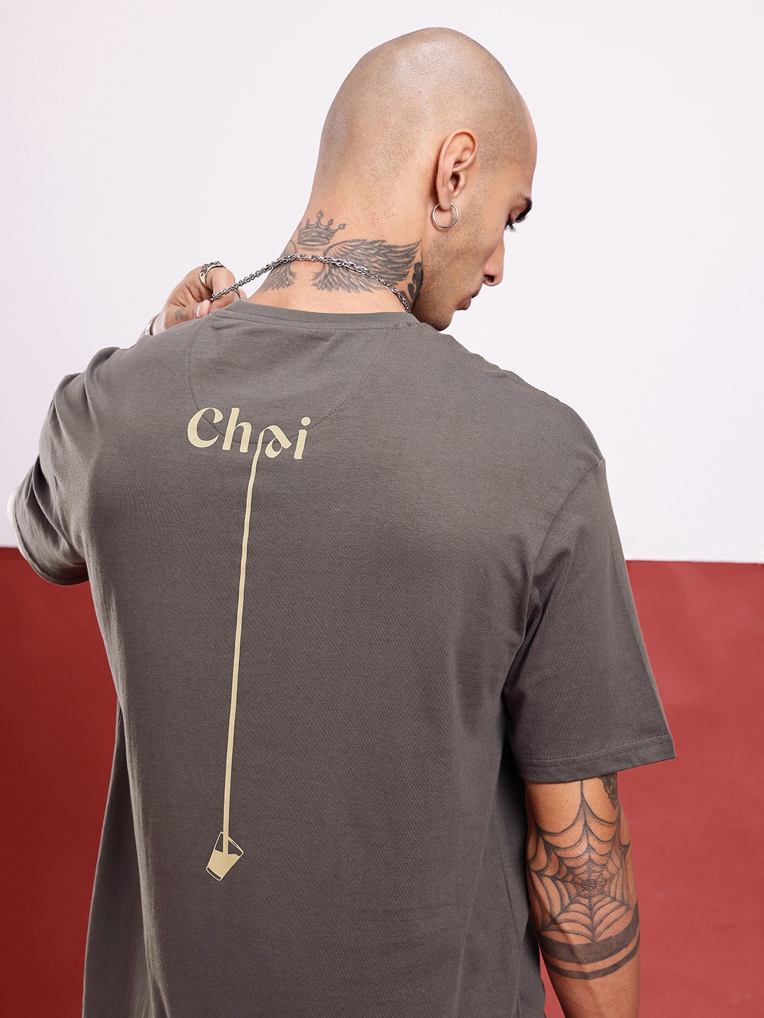 

glitchez Street Minimal Printed Oversized T-shirt, Grey