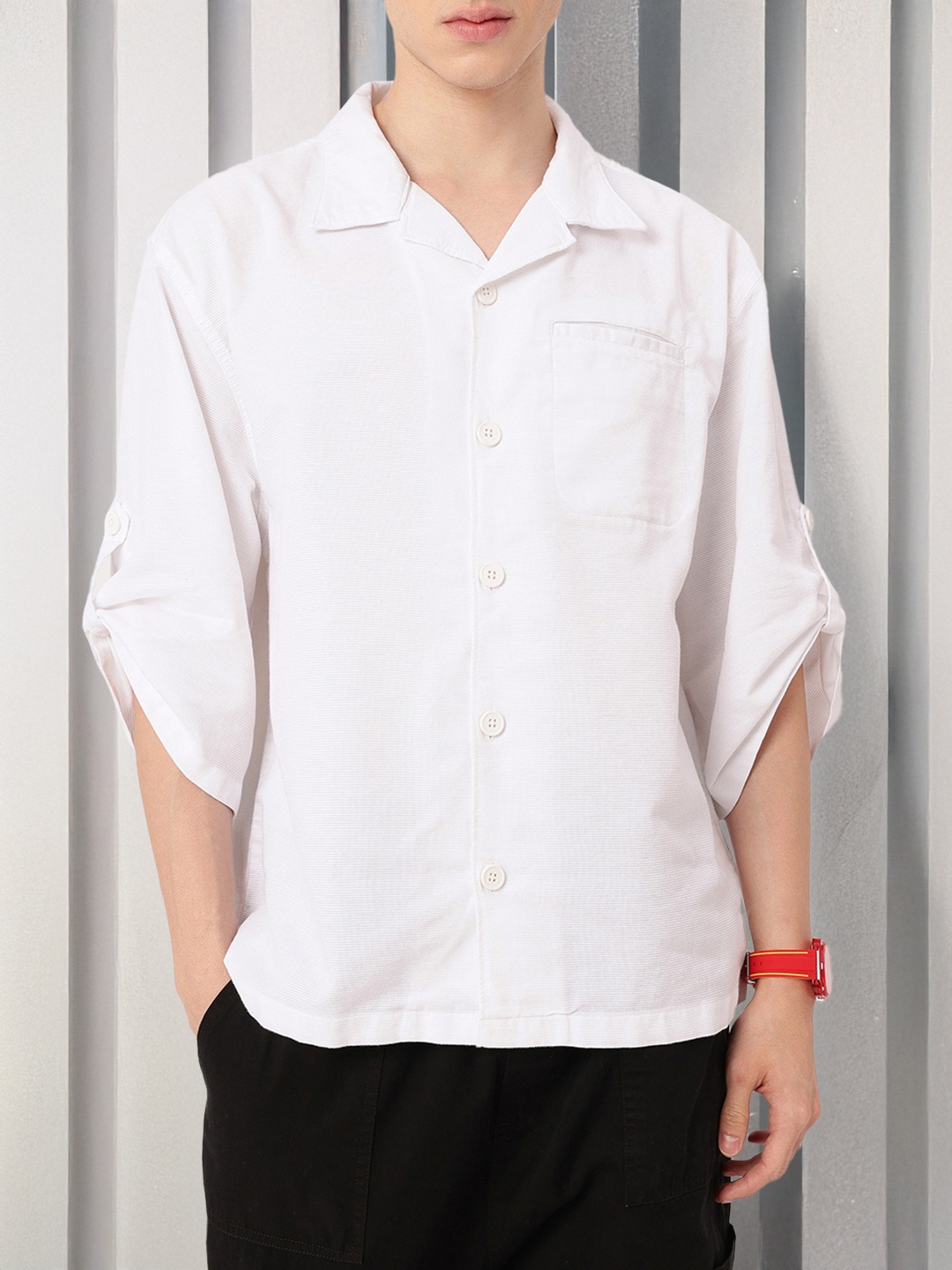 

Kook N Keech Effortless Vibe Textured Relaxed Fit Shirt, White