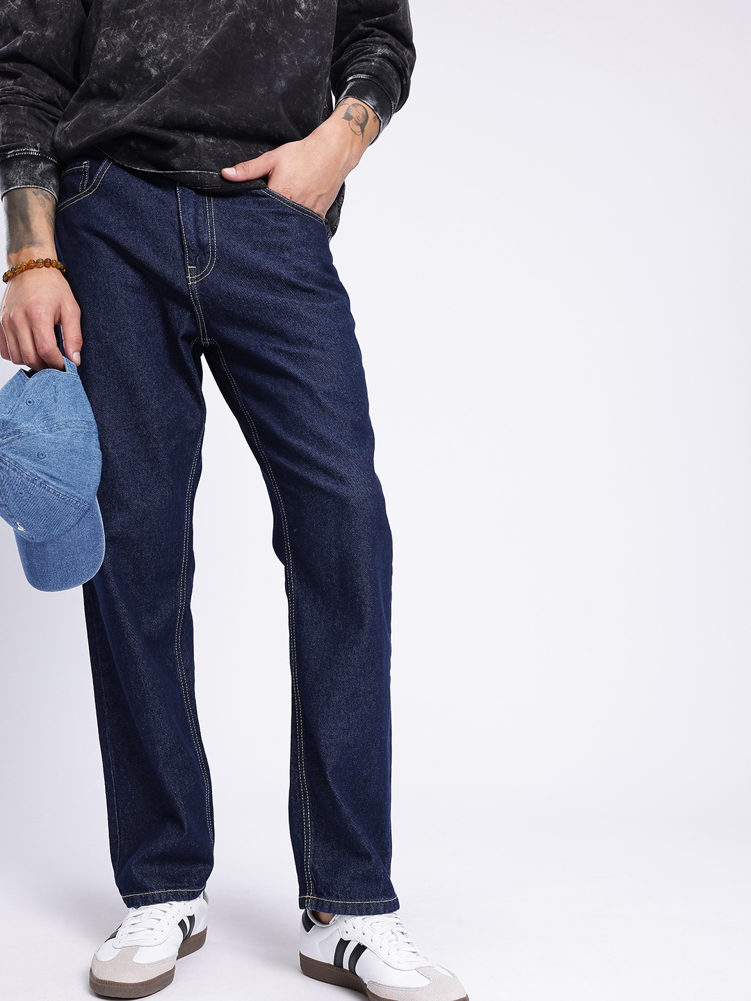 

glitchez Men Edgy Vibe Straight Fit Jeans, Blue