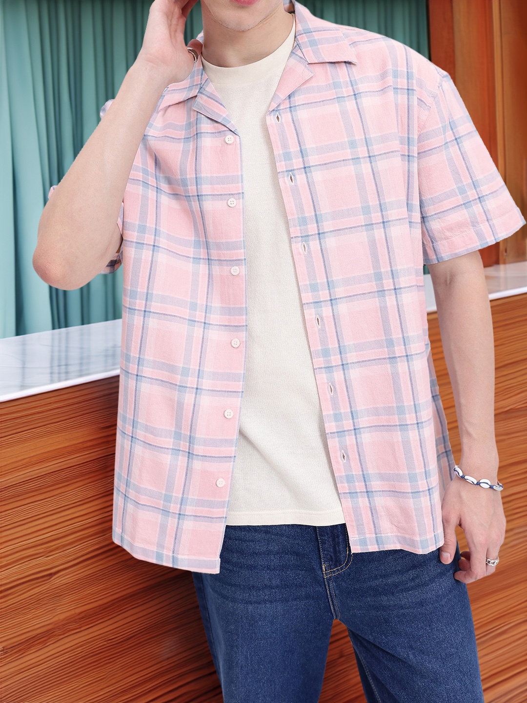 

Kook N Keech Timeless Classic Checked Oversized Fit Shirt, Pink