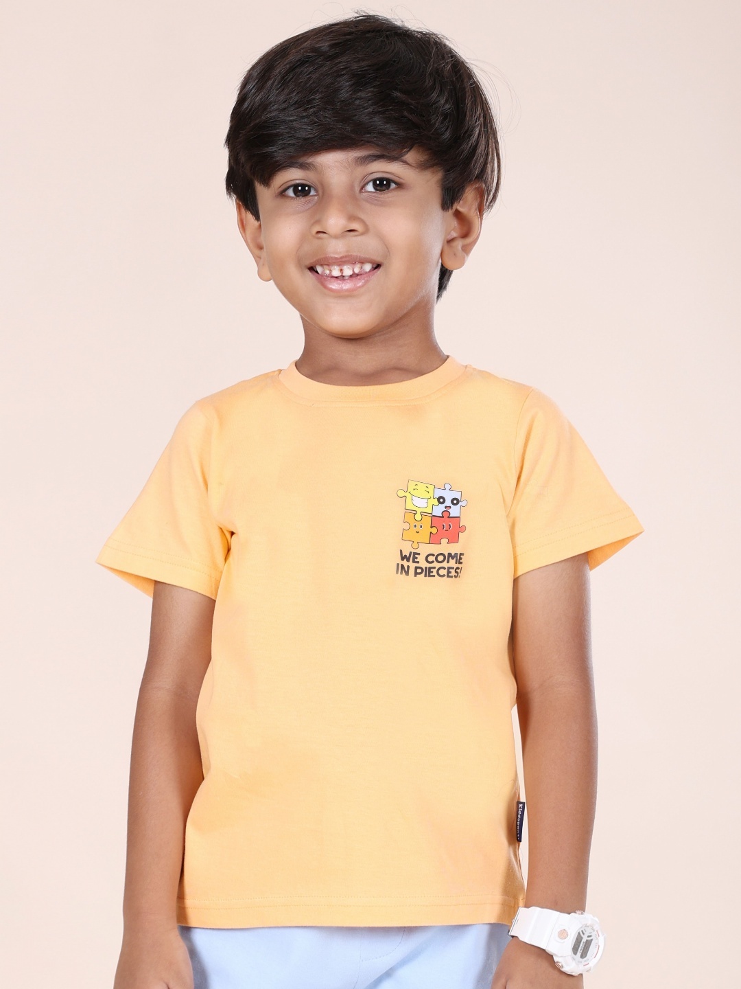 

KiddoPanti Boys Printed T-shirt, Orange