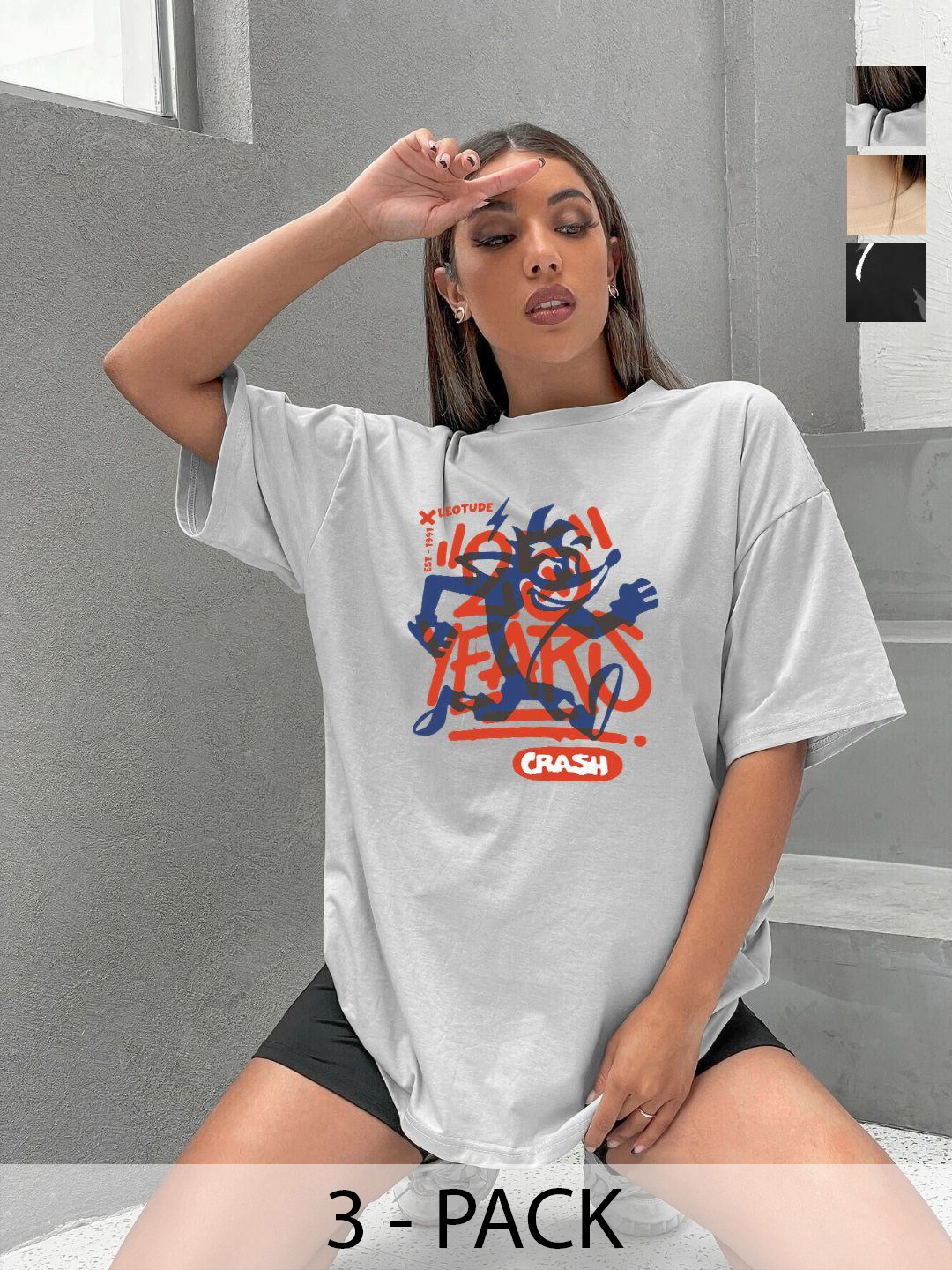 

Leotude Women 3 Printed T-shirt, Multi