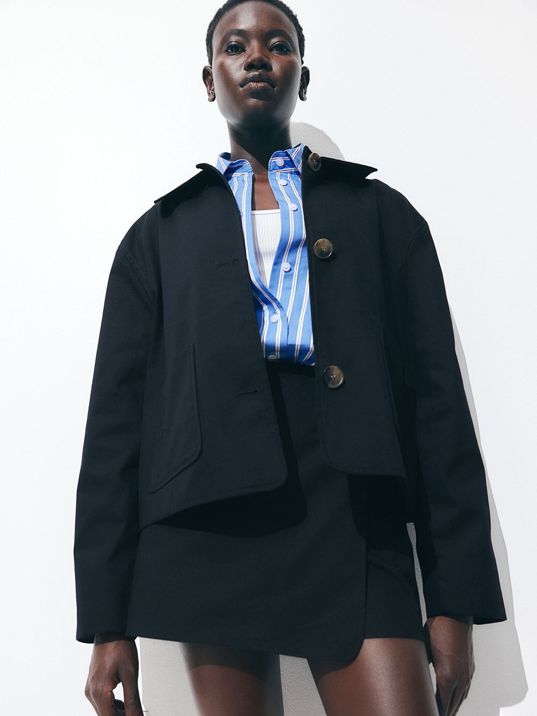 

H&M Collared Twill Jacket, Blue