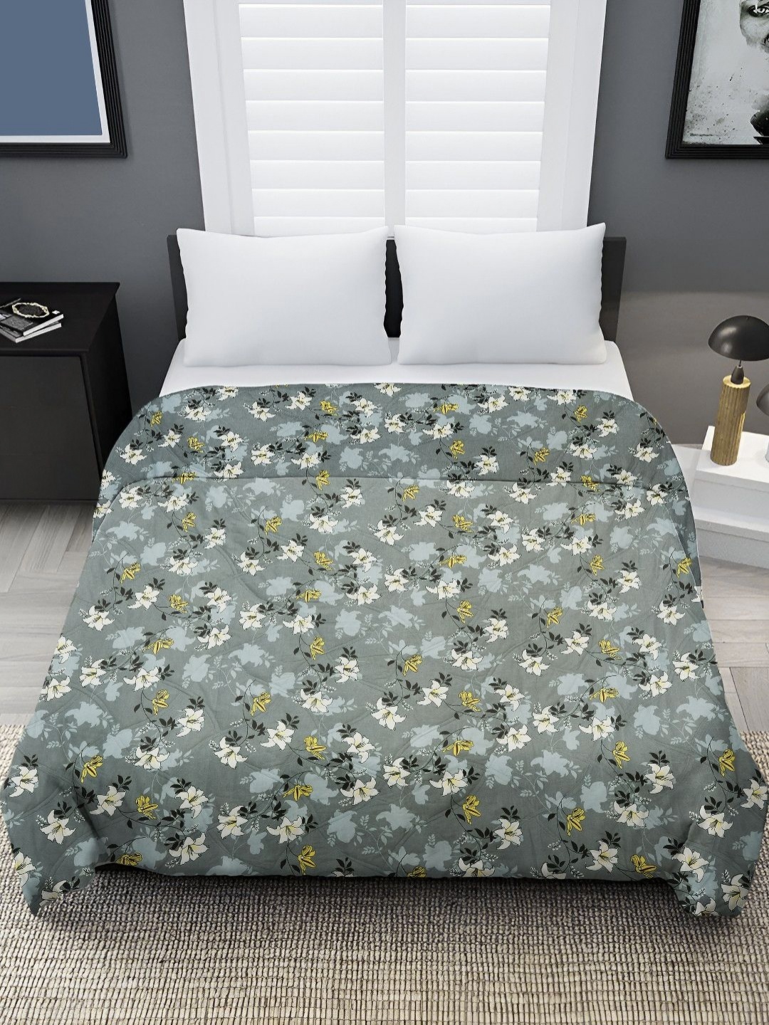 

RRC Grey & White Floral Printed Microfiber AC Room 150 GSM Double Bed Comforter