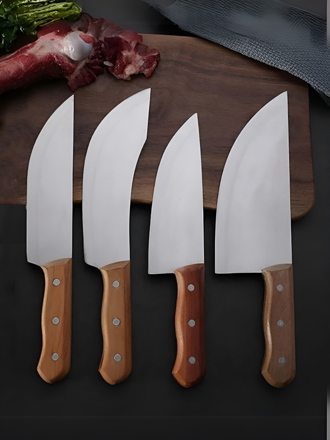 

MACHADO Silver-Toned and Brown 4 Pieces Stainless Steel Knives