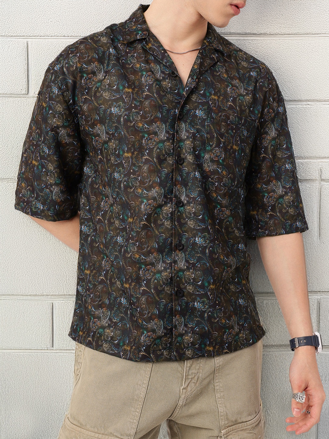 

Kook N Keech Its Paisley Fever with Indie Style Relaxed Fit Printed Shirt, Charcoal
