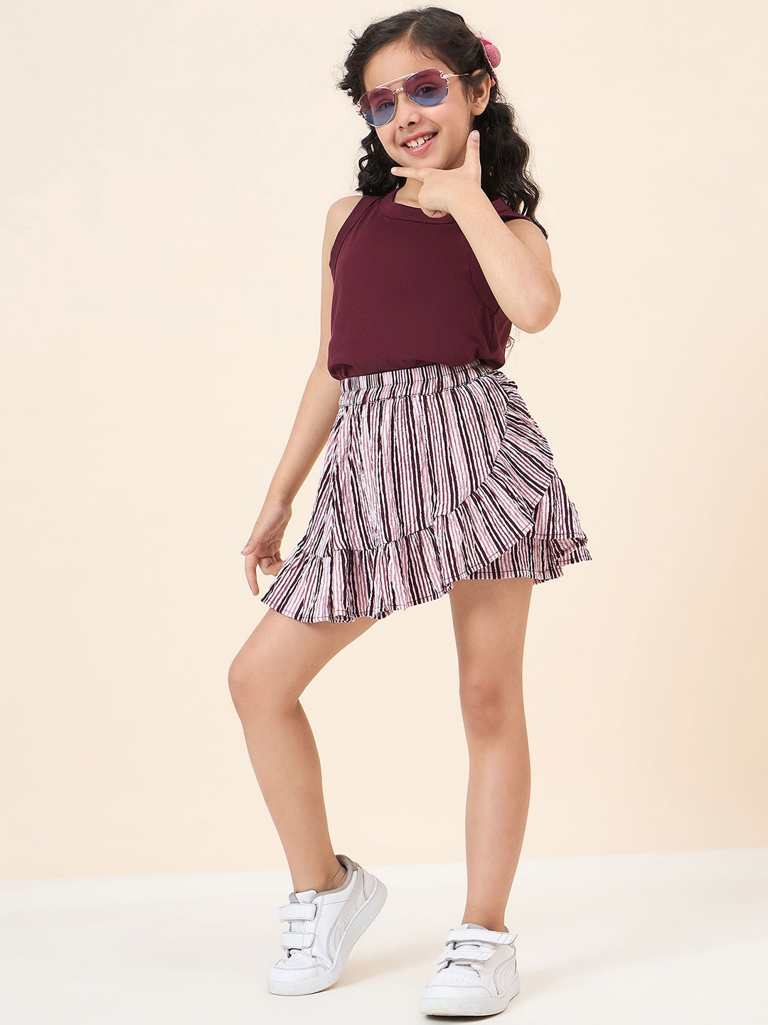 

StyloBug Girls Top with Skirt, Maroon