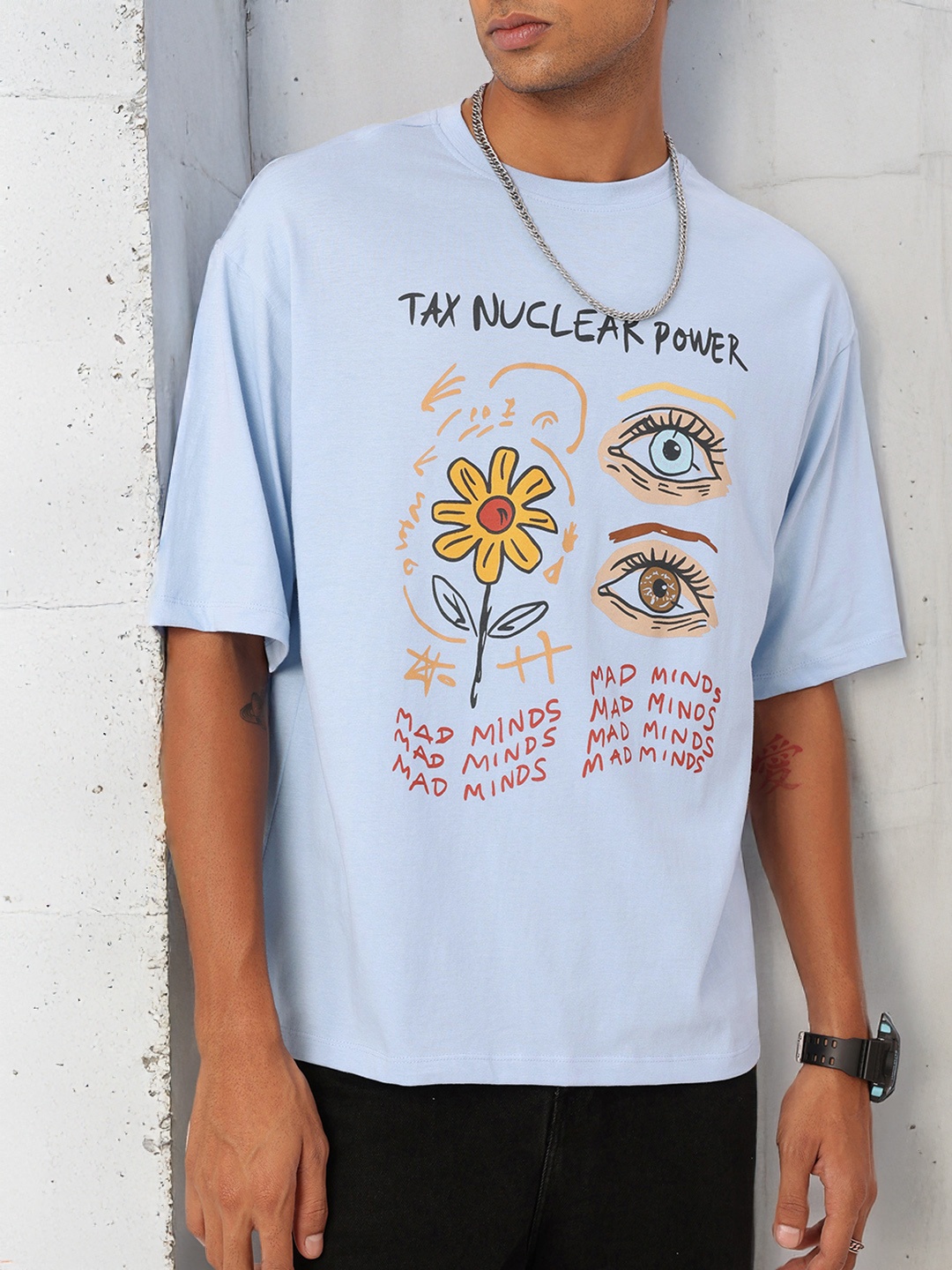 

Kook N Keech Urban Edge Vibes Printed Oversized T-shirt, Blue