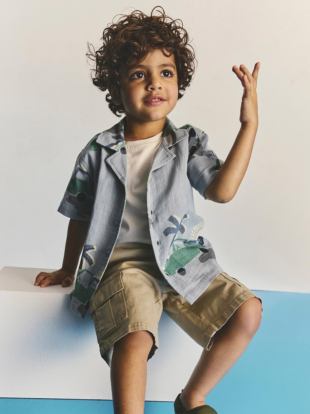 

mothercare Boys Opaque Printed Casual Shirt, Blue