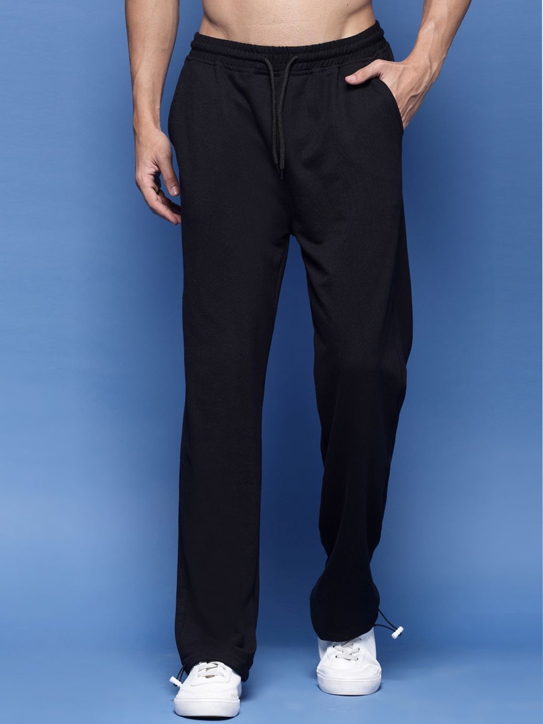 

THE BEETEL HOUSE Men Relaxed Loose Fit Easy Wash Joggers Trousers, Black