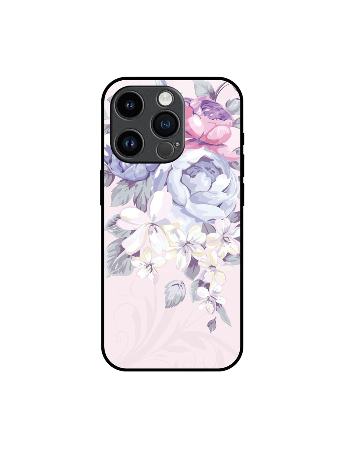 

QRIOH Floral Printed iPhone 14 Pro Back Case Mobile Accessories, Pink