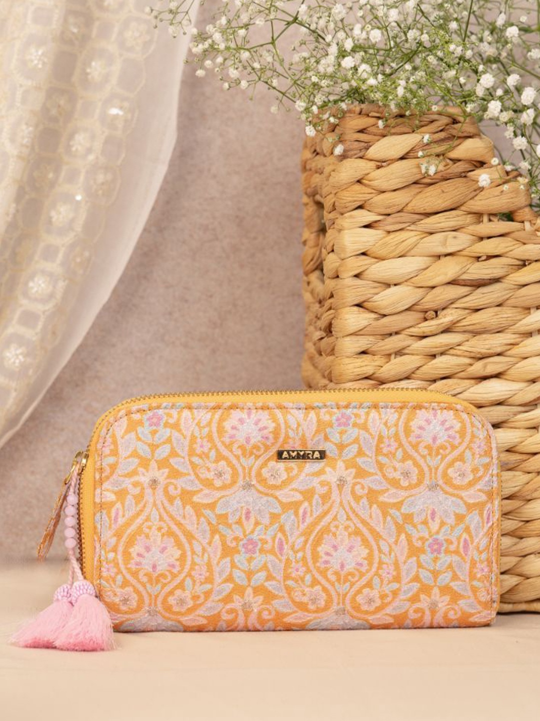 

AMYRA Embellished Structured Shoulder Bag, Mustard