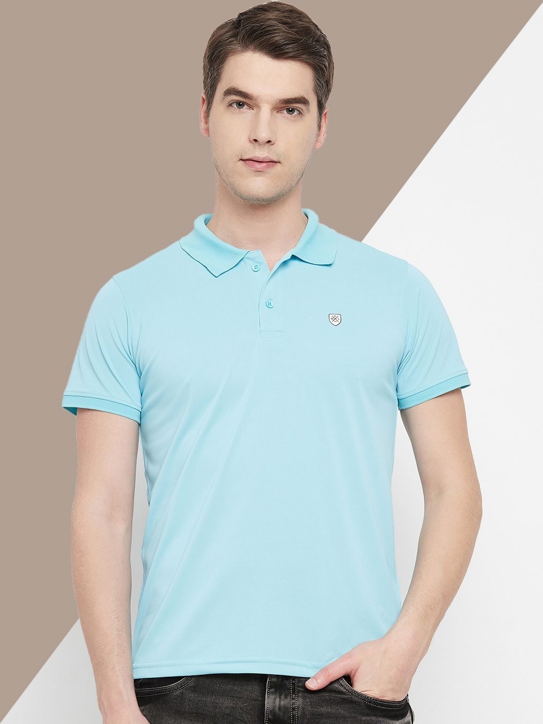 

OGEN Men Polo Collar Pockets T-shirt, Blue