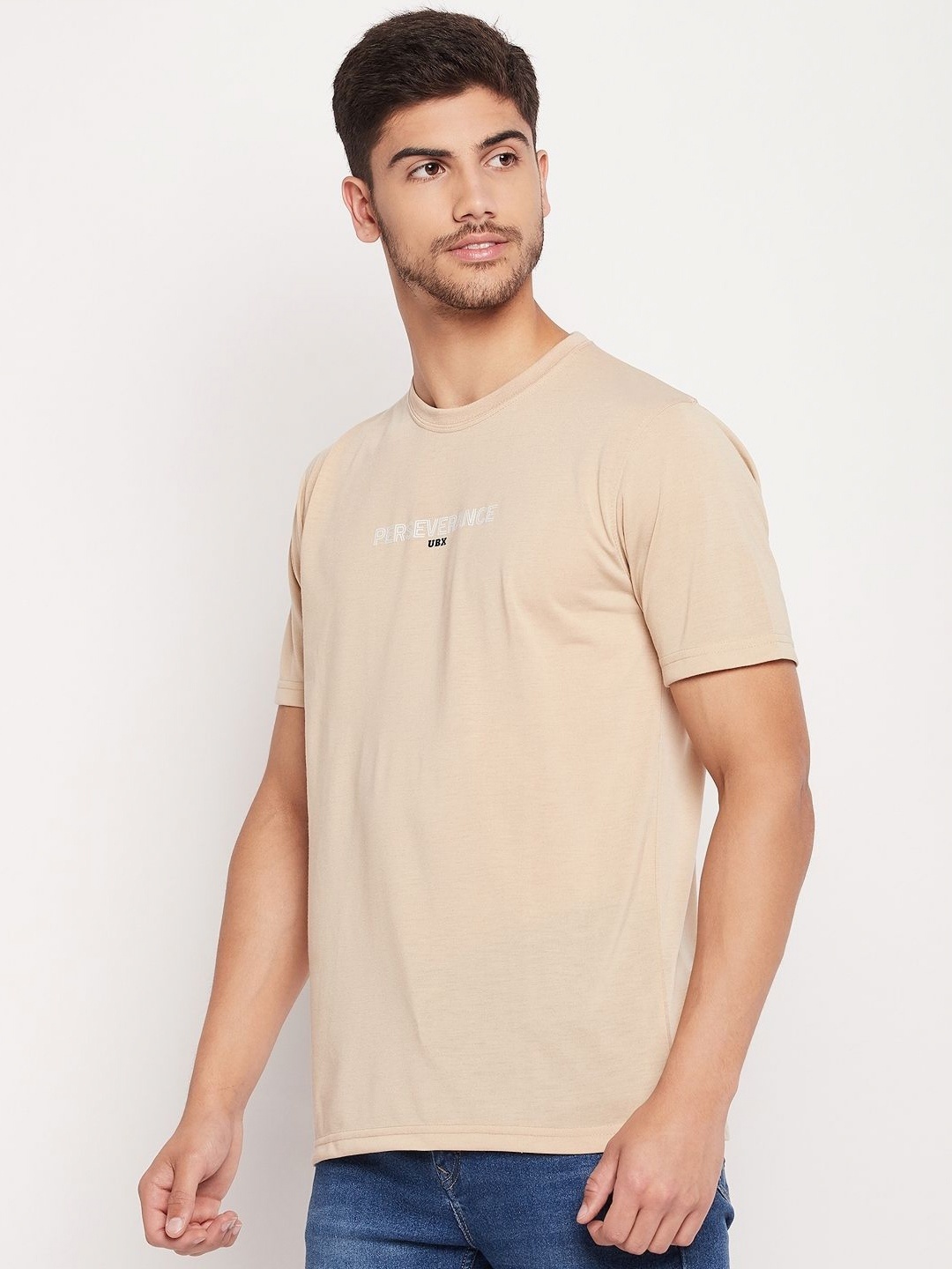 

UBX Men Printed T-shirt, Beige