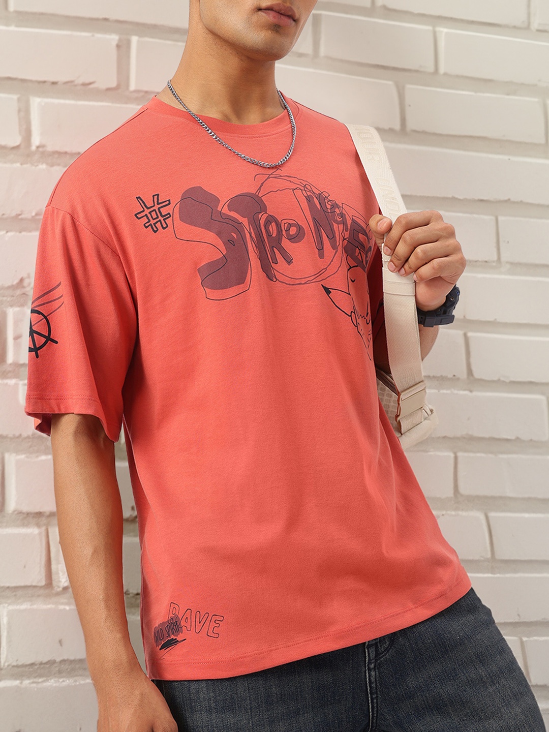 

Kook N Keech Quirky Chronicles Graffiti-Inspired Printed Relaxed Tee, Orange