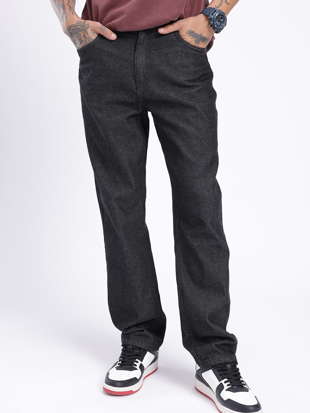 

glitchez Men Retro Revival Straight Fit Jeans, Black