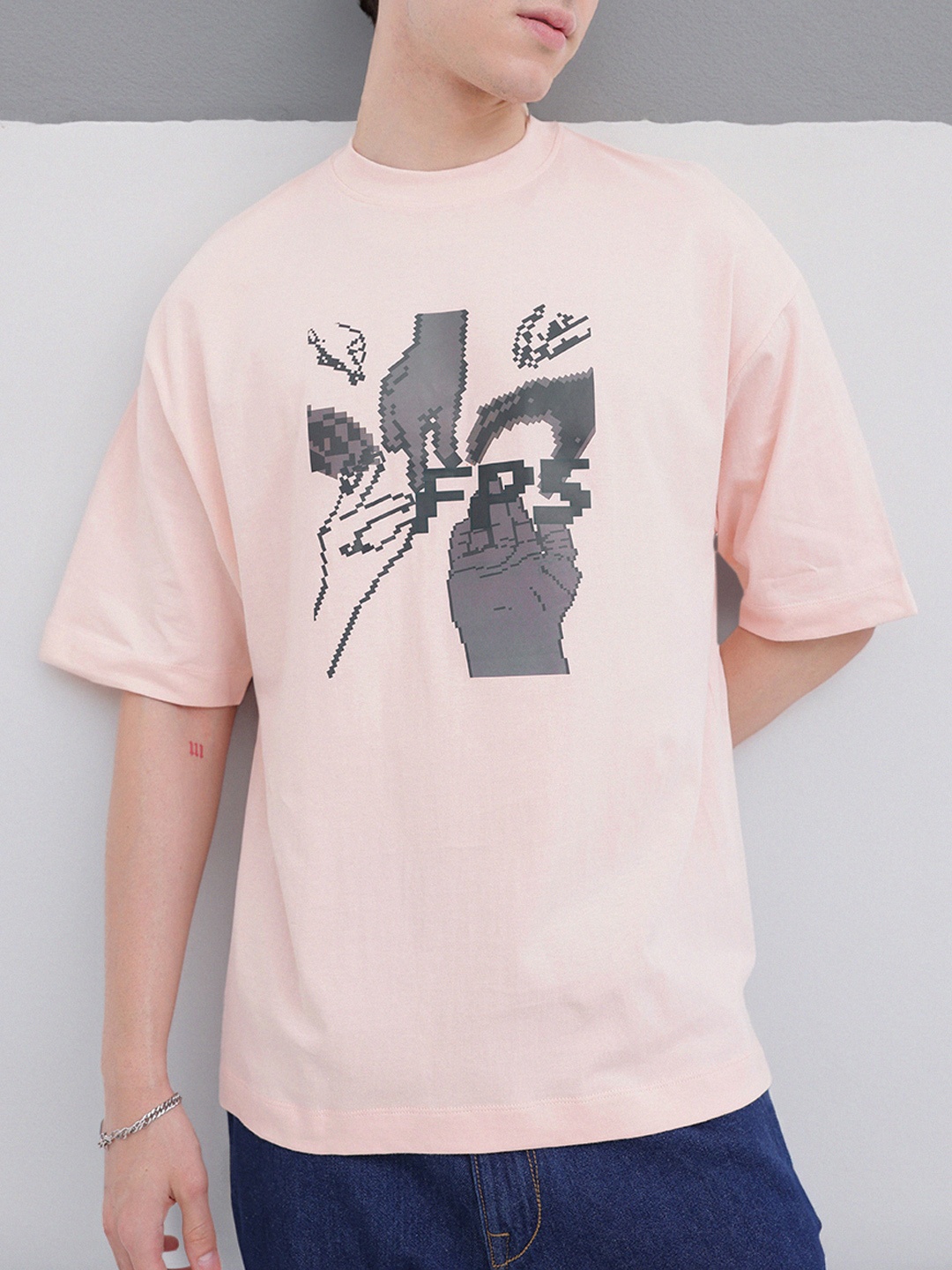 

Kook N Keech Reloaded And Ready Printed Oversized T-shirt, Peach