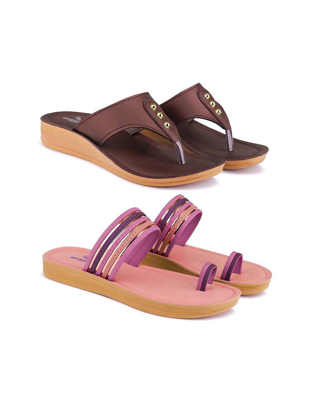 

BERSACHE Women Open Toe Flats, Brown