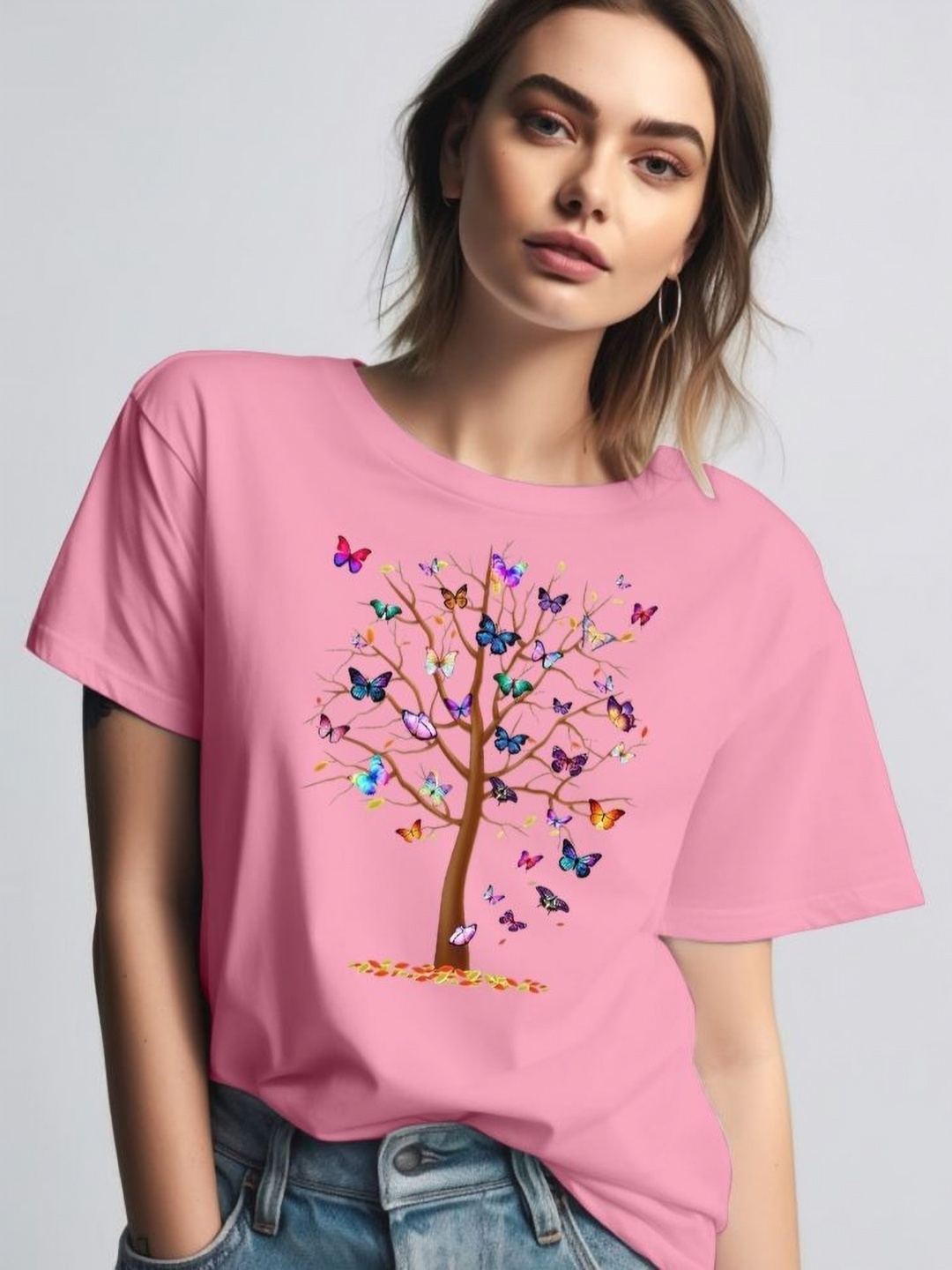 

Moda Rapido Women Printed Round Neck Tshirt, Pink