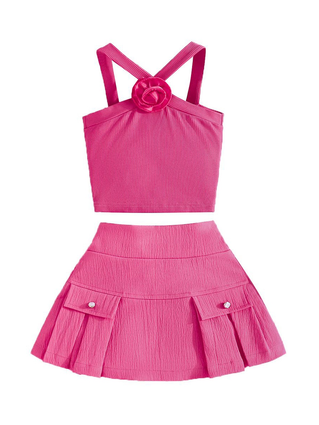 

StyleCast x Revolte Girls Sleeveless Halter Neck Top With Skirt, Red