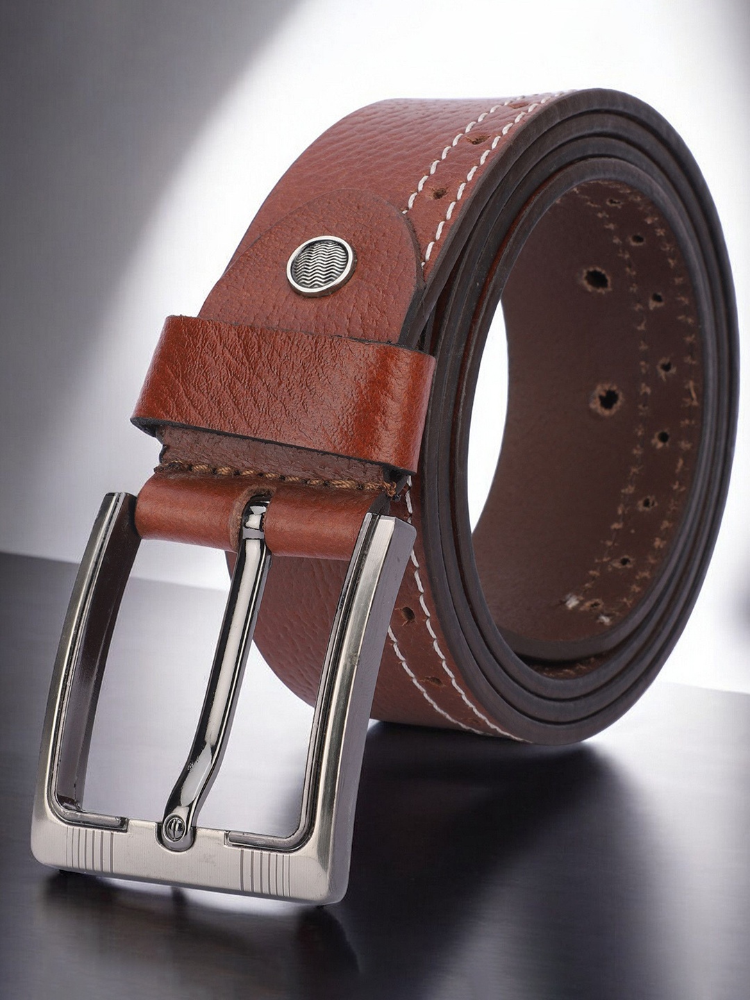 

WROGN Men Leather Belt, Tan
